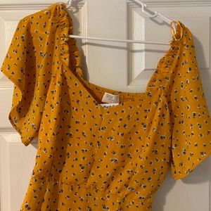 Mini Yellow and Blue Short Dress